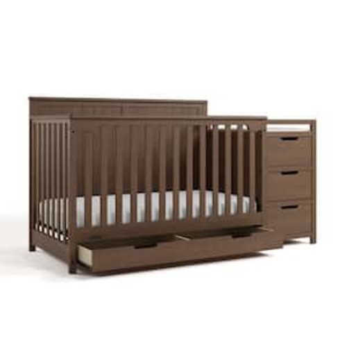 Hadley Hazelnut 5-in-1 Convertible Crib and Changer with Drawer