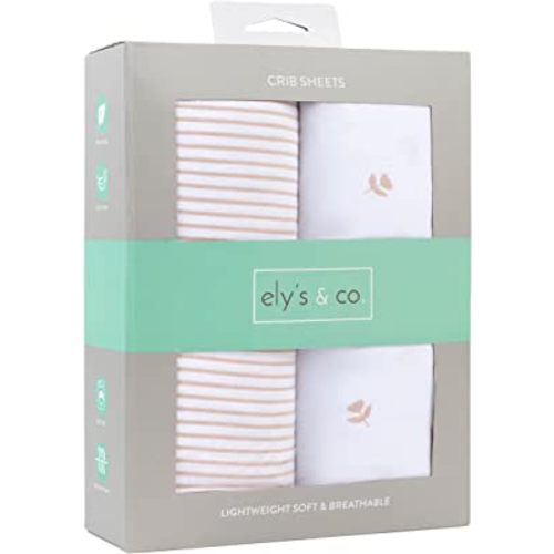 Crib Sheets Set 2 Pack - Baby Crib Sheets with 100% Jersey Cotton - Crib Sheets for Boys and Girls, Newborn Essentials (Crib, Pink Tulip)