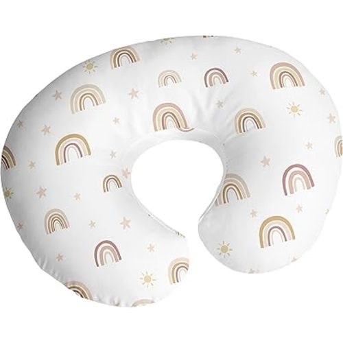 Sweet Jojo Designs Boho Rainbow Girl Nursing Pillow Cover Baby Breastfeeding Slipcover for Infant Newborn Nursery Bottle Breast Feeding Pillowcase (Pillow NOT Included) - Pink Yellow Bohemian Vintage
