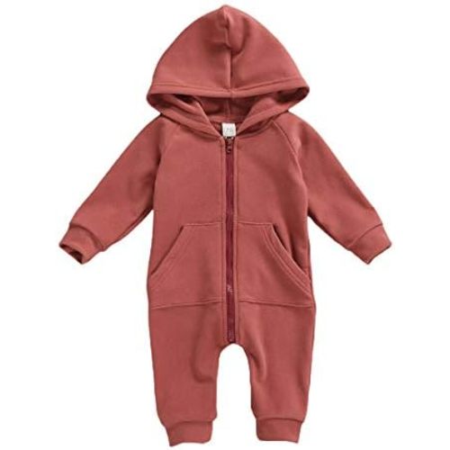 Seyurigaoka Baby Boys Girls Jumpsuit Hoodie Romper Zipper Long Sleeve One Piece Outfits Fall Winter Warm Clothes for Unisex