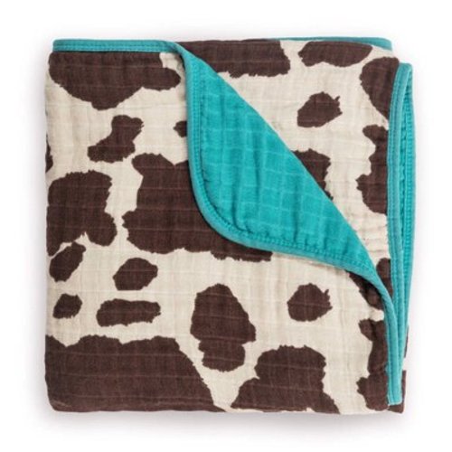 Itzy Ritzy Baby Blanket – Soft Cotton Muslin Multi-Use Blanket - Can Be Used as a Tummy Time Mat, Nursing Cover, Stroller Shade & More – Measures 30" x 40", Machine Washable (Cow Print)