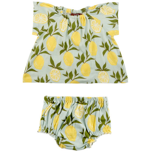 Lemon Organic Cotton Dress &amp; Bloomer Set
