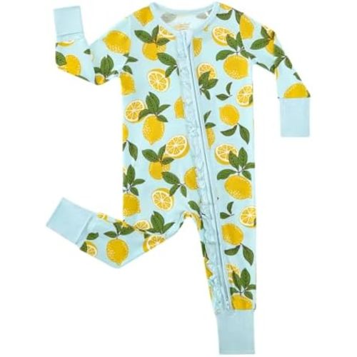 Baby Girl Romper Long Sleeve Jumpsuit Infant Zipper Outfit Toddler One Piece Clothes, Viscose Made from Bamboo