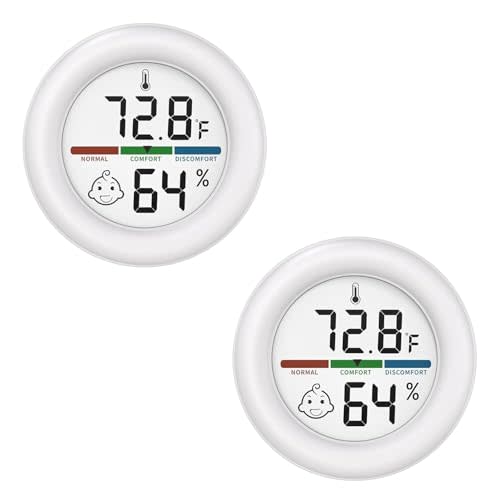 2 Pcs LCD Digital Hygrometer Thermometer, Thermometer Room Temperature, Indoor Hygrometer Thermometer with Temperature Humidity Monitor for Bedroom, Baby Room, Warehouse, Cellar, car, Office