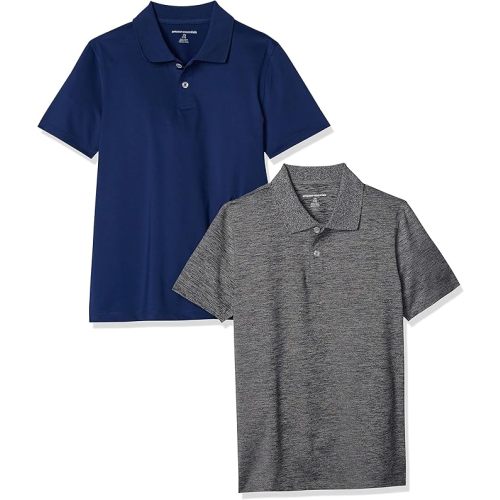 Amazon Essentials Boys and Toddlers' Short-Sleeve Active Performance Polo Shirts, Pack of 2