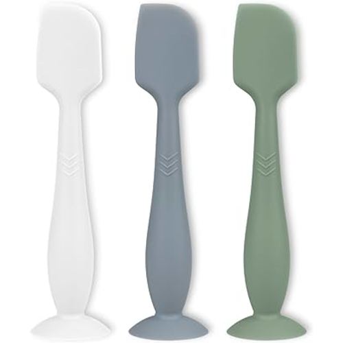 Diaper Cream Applicator Set - Soft Silicone Baby Butt Brush with Suction Base, Baby Butt Spatula, Full Size, 3 Piece - Newborn Baby Essentials (Color 3)