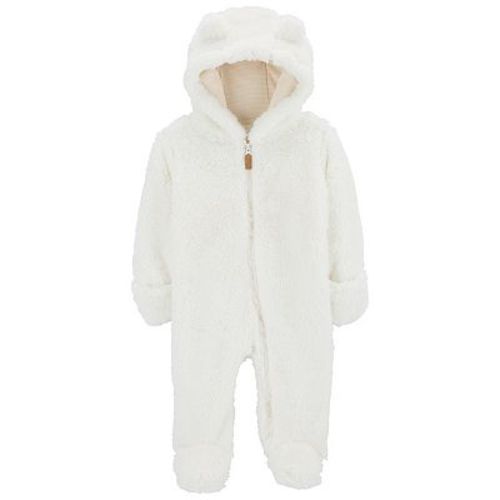 Baby Carter's White Hooded Ear Quilted Jumpsuit