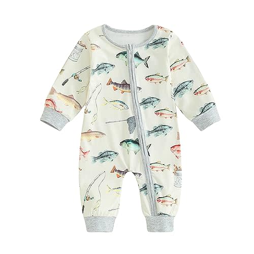 SAYOO Western Baby Cowboy Clothes Neutral Zipped Fall Romper Outfit for Boy Girl Infant Lapel Cow Print One-piece Jumpsuit