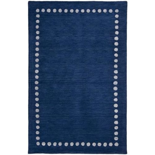 SAFAVIEH Kids Collection Accent Rug - 3' x 5', Navy, Handmade Polka Dot Border Wool, Ideal for High Traffic Areas in Entryway, Living Room, Bedroom (SFK802N)