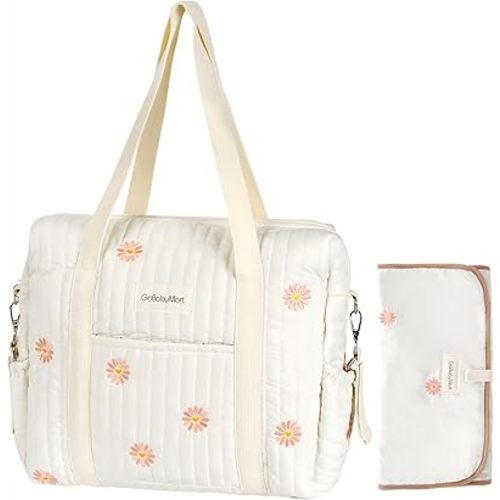 Large Diaper Bag Tote, Maternity Bag, Travel diaper tote, Multifunction baby bag, Baby Nappy Bags, Messenger bag (Medium - Flowers)