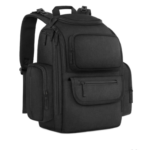 Mancro Diaper Bag Backpack, Multifunctional Dad Diaper Bag with 2 Side Insulated Pockets, Travel Water Resistant Baby Diaper Backpack for Men Women with Stroller Straps, Black