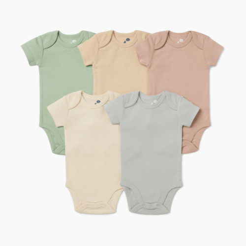 Small Story Short Sleeve Bodysuit Solid (5 Pack) - Dusty Neutrals, Nb