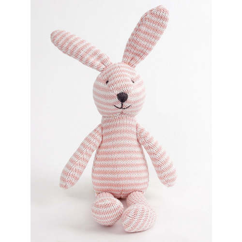 Pink Stripe Knit Bunny Toy