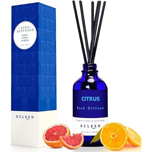 Citrus Scented Reed Diffuser, Orange, Lime & Lemon Oil Reed Diffuser, Real Citrus! Holiday Home Fragrance for Bathroom Office Decor
