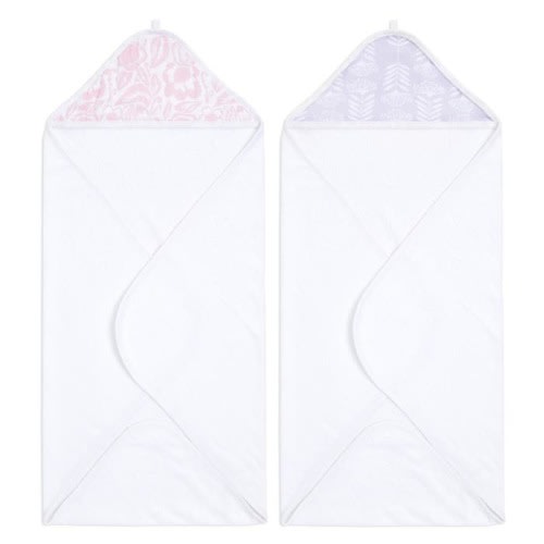 Purple & Pink Hooded Baby Towel 2pk | aden + anais