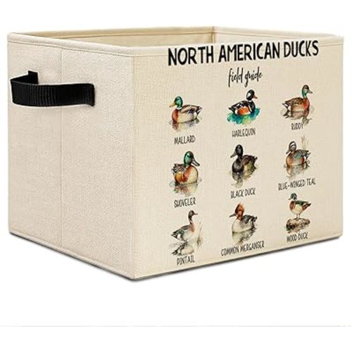 Mallard Duck Kids Storage Bins, Duck Nursery Decor, North American Ducks Field Guide Collapsible Storage Basket Organizer for Bedroom Bathroom Clothes Toys Books, Toybox for Boys