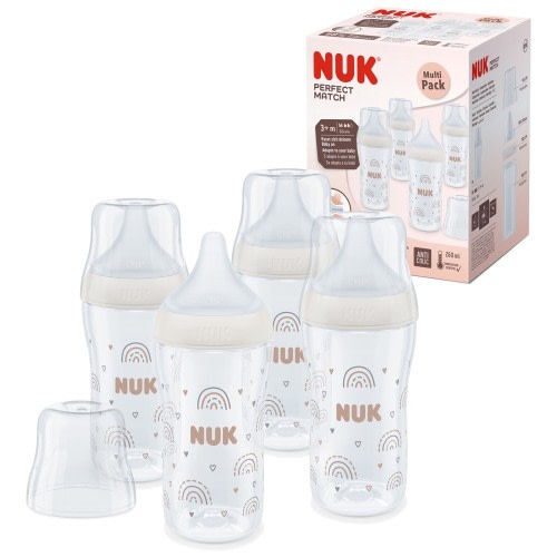 NUK Perfect Match PP Bottle 260ML Rainbow - 4Pack | Unsung Heroes Sale | Baby Bunting AU