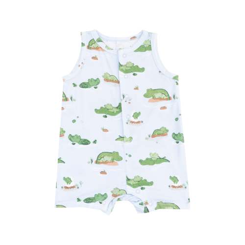 Alligator Blue Sleeveless Shortie Romper