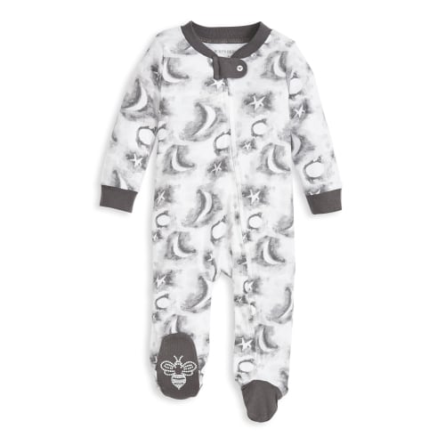 Cloudy Night Organic Baby Zip Front Loose Fit Footed Pajamas | Burt's Bees Baby®