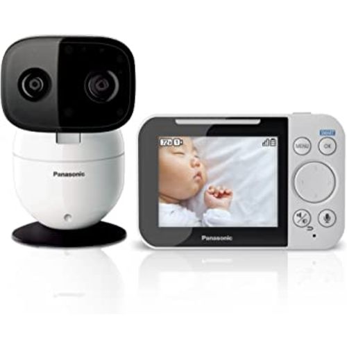 Panasonic Baby Monitor with Camera and Audio, 3.5” Color Video Baby Monitor, Extra Long Range, Secure Connection, 2-Way Talk, Soothing Sounds, Remote Pan, Tilt, Zoom,1 Camera, KX-HN4001W (White/Black)