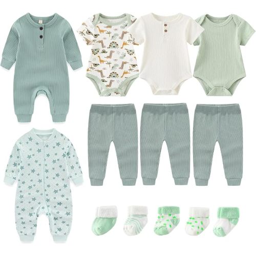 Baby Bodysuit and Pant Sets Ribbed Romper Soft Newborn Boy Girl Clothes Outfits Layette Gift Set