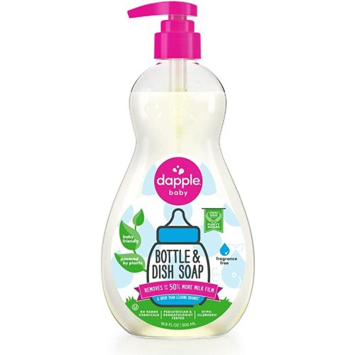 Dapple Baby Bottle Soap, Hypoallergenic Dish Soap for Baby Bottles, Powered by Plants, Fragrance Free, 16.9 Fl Oz (Pack of 1)