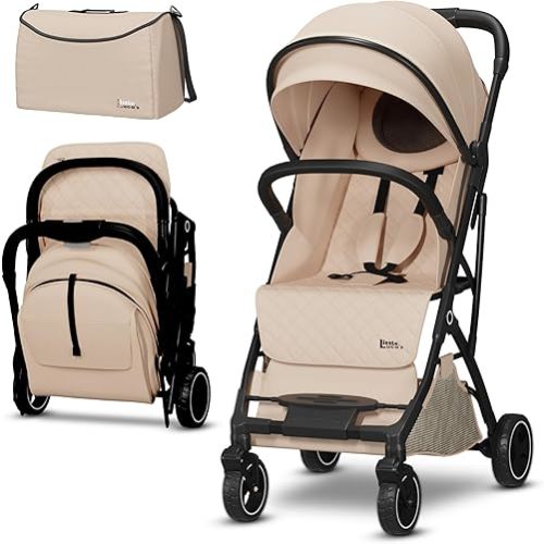 Little Luca's Compact Travel Stroller for Airplane - Folding Stroller Lightweight Travel w/Convertible Change Mat Bag & Secure Brake - Carry On Stroller for Plane, Strollers for Newborns to Toddlers