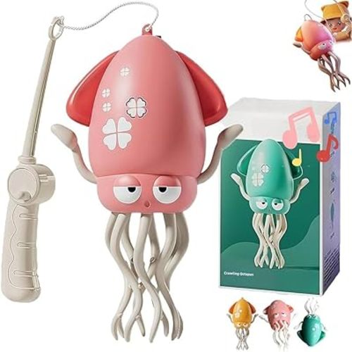 Dancing Octopus Toy, Wiggly Wonder Octopus with Smart Tentacle Explorer, Crawling Dancing Automatic Obstacle Sensor Toys, Stress Relief Gift with LED Lights & Music, Moving Dog Toy(Pink,with Rod)
