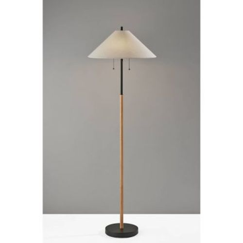 Palmer Floor Lamp Black/natural - Adesso: Contemporary Standing Lamp With Pull Chain, Etl Listed