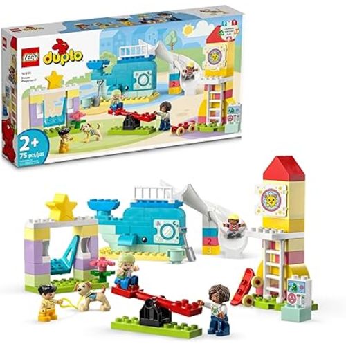 LEGO DUPLO Town Dream Playground 10991 Building Toy Set for Toddlers, Boys and Girls, Hands-on STEM Learning About Letters and Numbers Through Imaginative Play