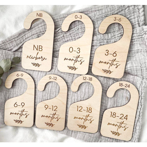Baby Closet Dividers | Infant Clothing Hangers | Nursery Clothes Hanger| Baby Shower Gift | Wooden Hangers | Milestones