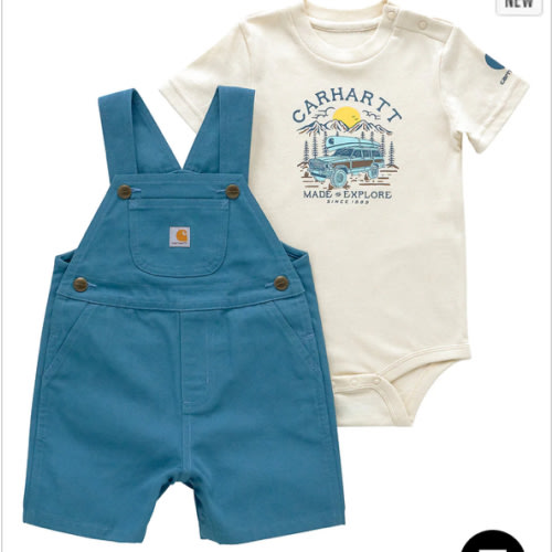 Boys' 2-Piece Short Sleeve Bodysuit & Canvas Shortall Set (Infant) | Full Stock Sale | Carhartt