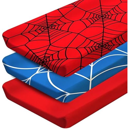 3 Pack Spider Theme Changing Pad Cover, Fitted Baby Changing Table Sheets for 32''×16'' Change Table Pad, Spider Web Pattern Breathable Baby Nursery Diaper Change Pad Sheets