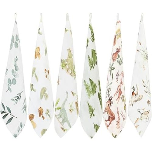 LifeTree 6 Pack Baby Muslin Washcloths for Unisex, 70% Viscose from Bamboo and 30% Cotton Wash Cloth Set for Baby Face Body, Soft for Newborn Infants Kids Girls and Boys