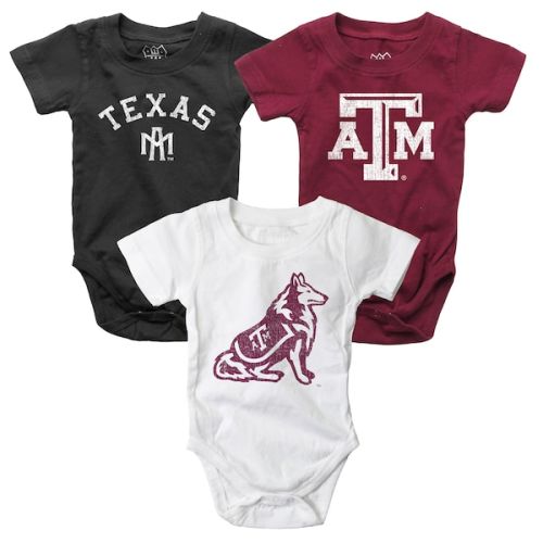 Infant Wes & Willy  Maroon/White/Charcoal Texas A&M Aggies Three-Pack Bodysuit Set