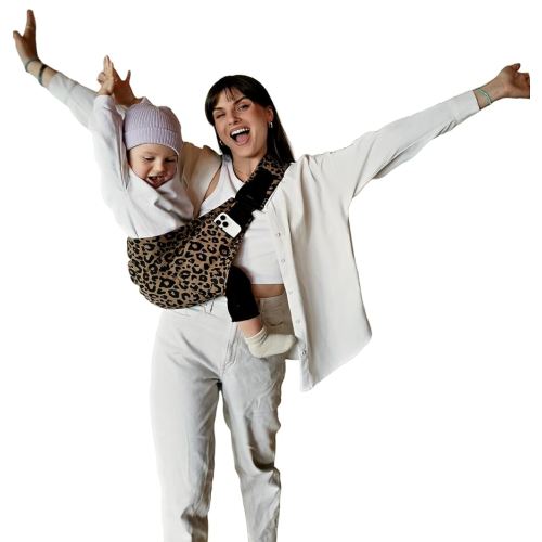Toddler Carrier | Baby Sling Wrap - Adjustable Premium Cotton - 8 Months to 4 Years - 10-45 lbs (Brown Leopard)