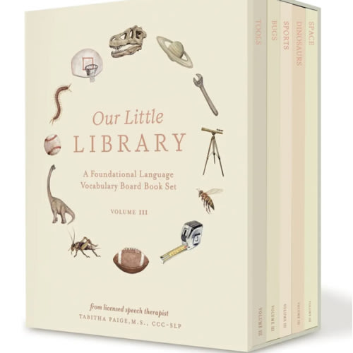 Our Little Library Vol. 3: A Foundational Language Vocabulary Board Book Set for Babies, Including Bugs, Dinosaurs, Sports, Space, and Tools (Our Little Adventures Series)