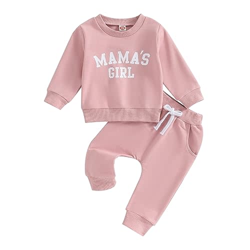 Kaipiclos Toddler Baby Girl Fall Winter Outfit Mamas Girl Long Sleeve Pullover Sweatshirts Jumper Pants Clothes Set