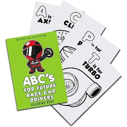 ABC's For Future Race Car Drivers Coloring Book (Baby Book, Children's Book, Toddler Book, Kids Book)