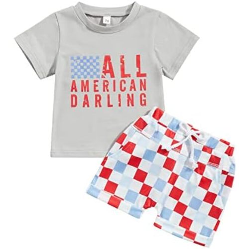 All American Dude Baby Outfit 4th of July Toddler Clothes Boy Girl Flag Stripe Star Memorial Day Summer Shorts Set