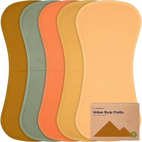 Organic Burp Cloths for Baby Boys and Girls - 5-Pack Super Absorbent Burping Cloth, Burp Clothes, Soft & Plush, Newborn Milk Spit Up Rags, Burpy Cloth Bib for Unisex, Burping Rags (Phase)