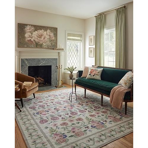 Loloi Rifle Paper Co. Rosa Collection RSA-01 Ivory 7'-6" x 9'-6" Area Rug