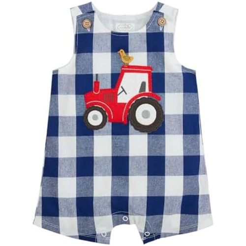 Mud Pie Unisex Baby Baby Boy Tractor Check Jon Jon;