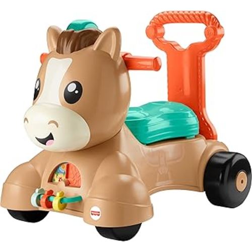 Fisher-Price Walk Bounce & Ride Pony, Infant to Toddler Musical Walker and Ride-on Toy