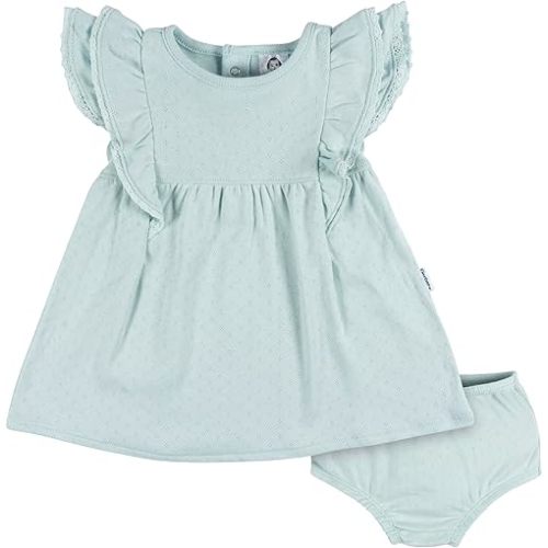 Gerber baby-girls Cotton Dress and Diaper Cover Set