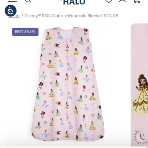 HALO Disney™ Princess 100% Cotton Wearable Blanket TOG 0.5