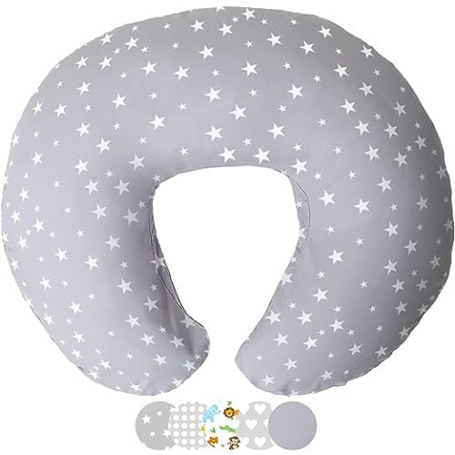 Niimo Nursing Pillow for Breastfeeding - Multifunctional Breast Feeding Pillows for Mom, Nursing Pillows for Breastfeeding, Baby Support, Breastfeeding Pillows, Removable Cover, Grey Star White
