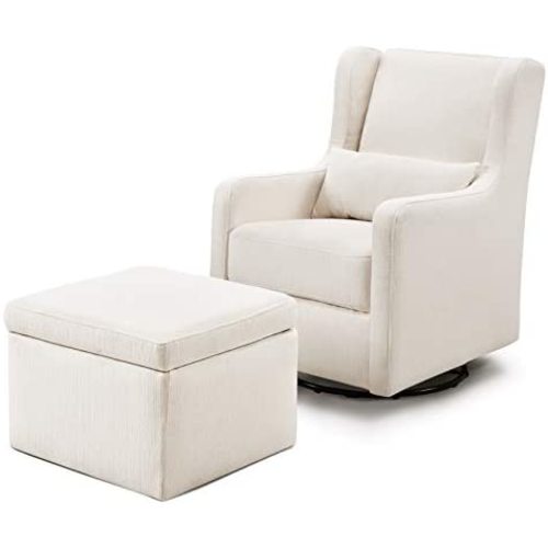 Carter's by DaVinci Adrian Swivel Glider with Storage Ottoman - Performance Cream Linen