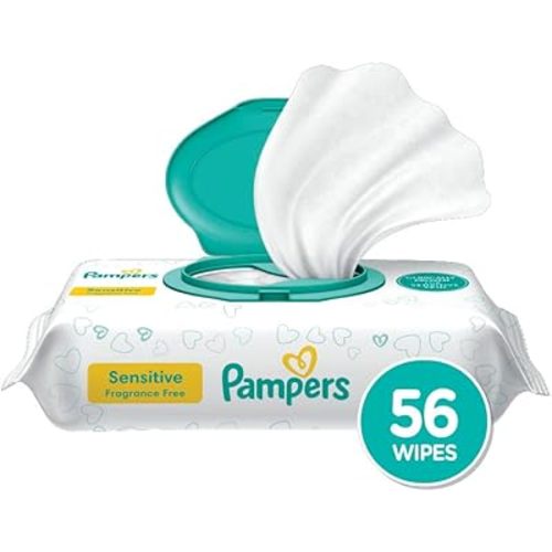 Pampers Baby Wipes Sensitive Perfume Free 1X Pop-Top Pack 56 Count