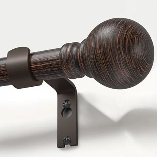Deep Walnut Wood Curtain Rods for Windows 16-144 inch 1" Diameter